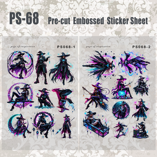 #PS-68 Pre-cut Embossed PET Sticker Sheet