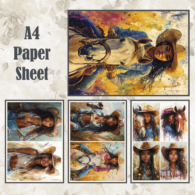 #4A69 POI Print A4 Cardstock Paper Set 4 Pcs