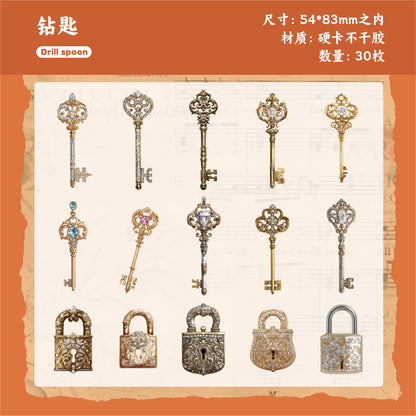 #02551 Vintage Lock/Key Series Sticker