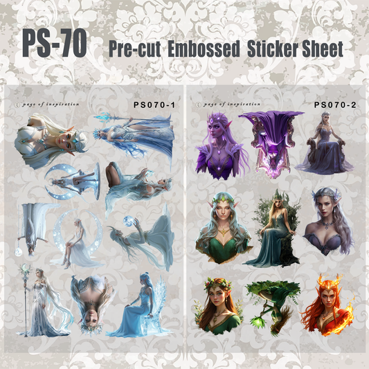 #PS-70 Pre-cut Embossed PET Sticker Sheet