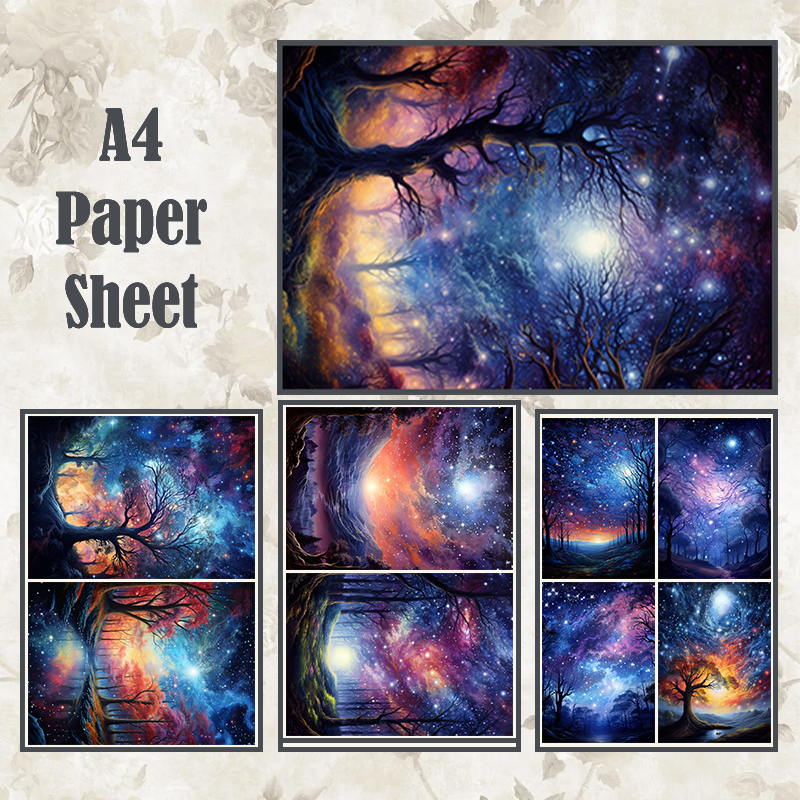 #4A70 POI Print A4 Cardstock Paper Set 4 Pcs