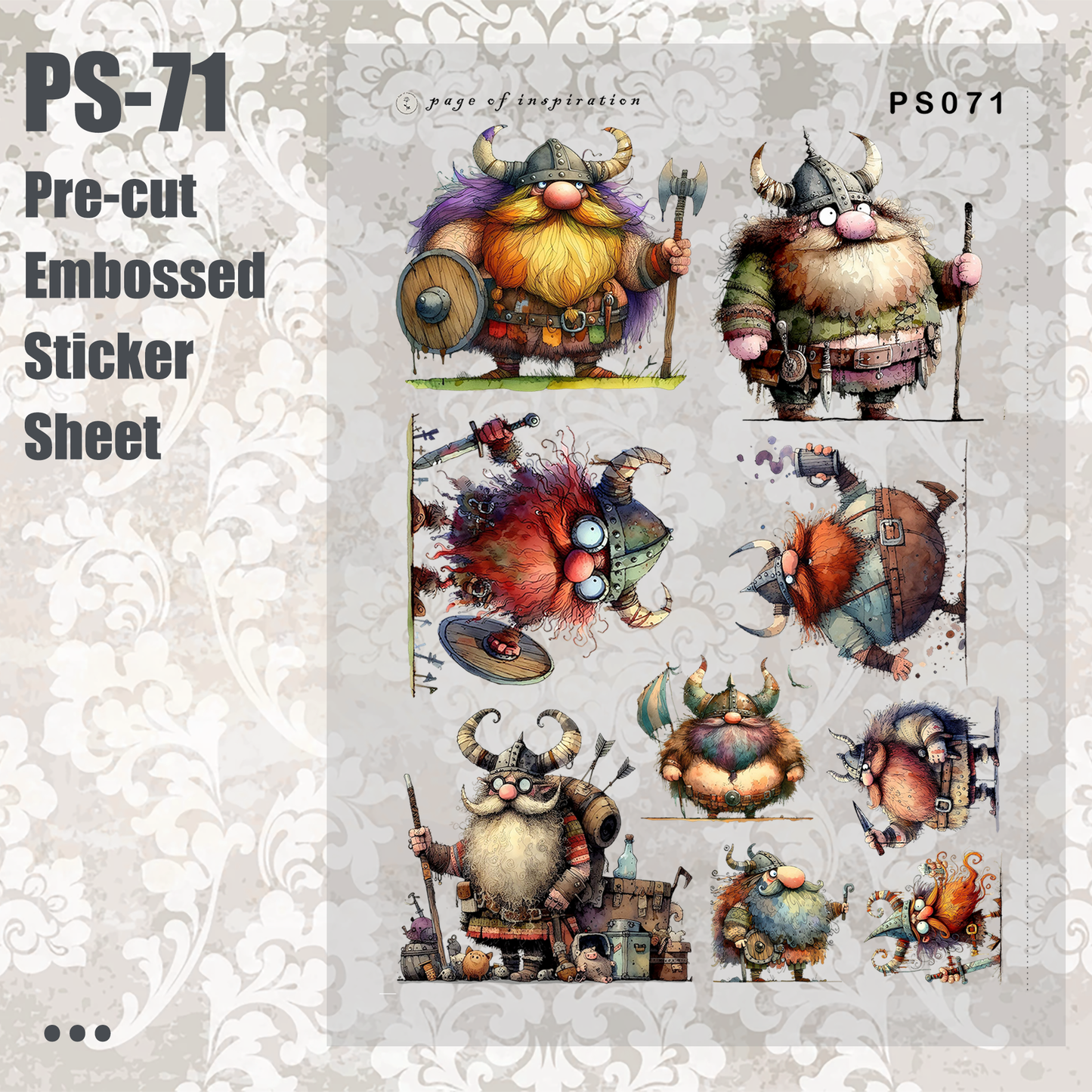 #PS-71 Pre-cut Embossed PET Sticker Sheet