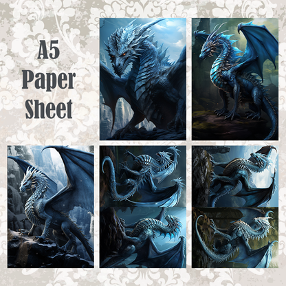 #5A72 POI Print A5 Cardstock Paper Set 10 Pcs Dragon
