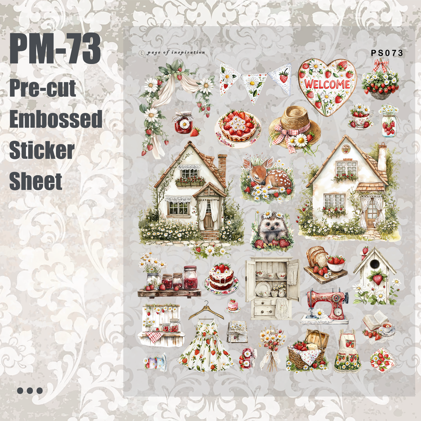 #PM-73 Pre-cut Embossed PET Sticker Sheet