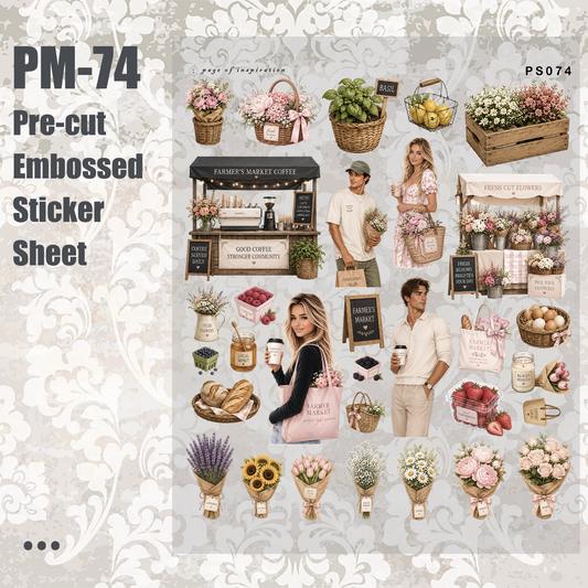 #PM-74 Pre-cut Embossed PET Sticker Sheet