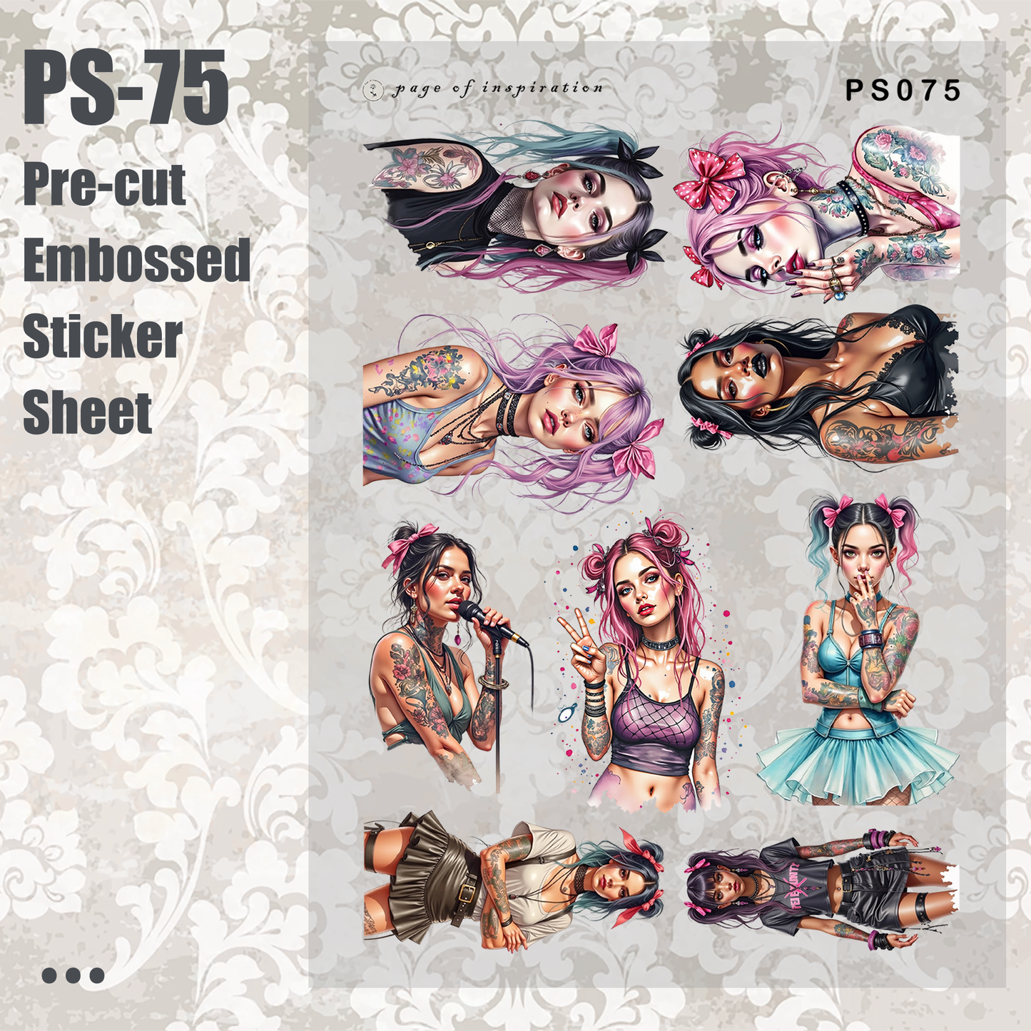 #PS-75 Pre-cut Embossed PET Sticker Sheet