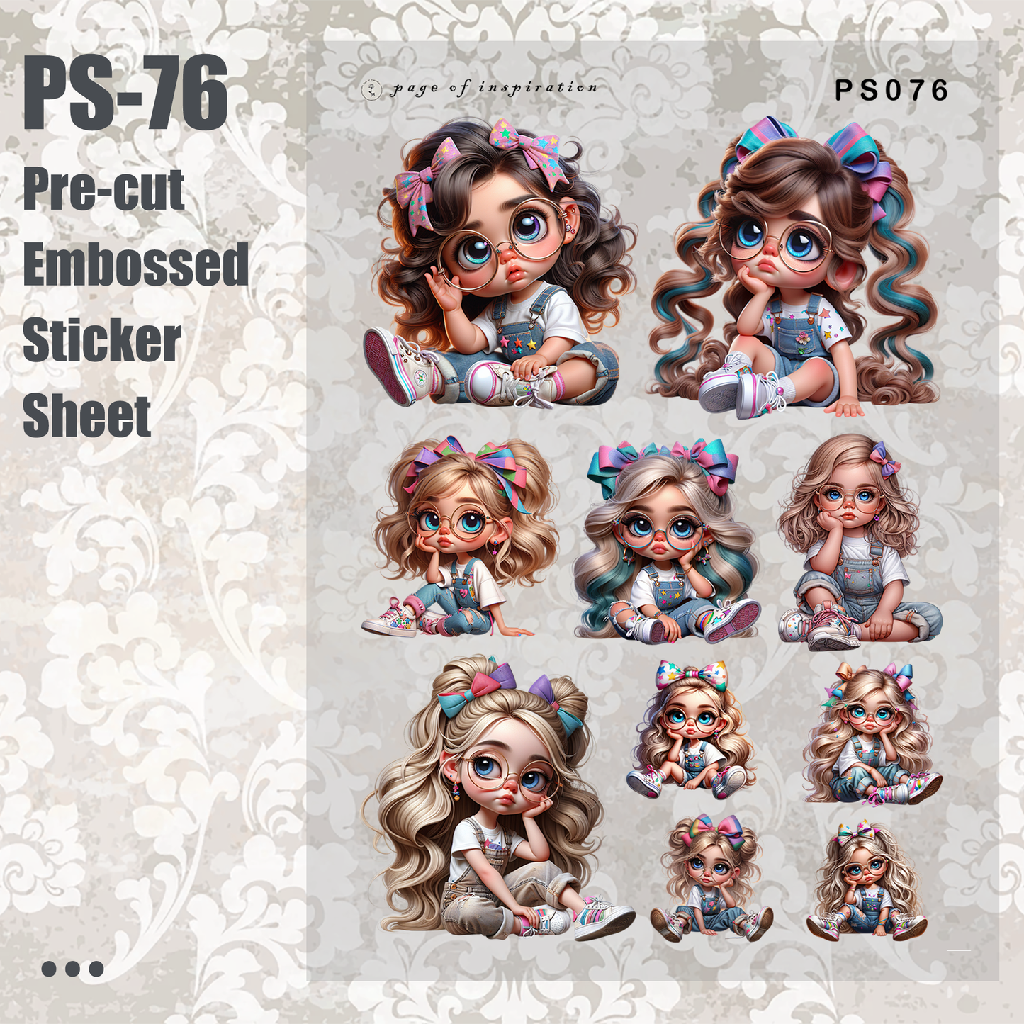 #PS-76 Pre-cut Embossed PET Sticker Sheet