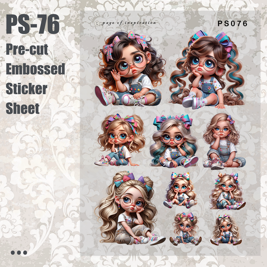 #PS-76 Pre-cut Embossed PET Sticker Sheet