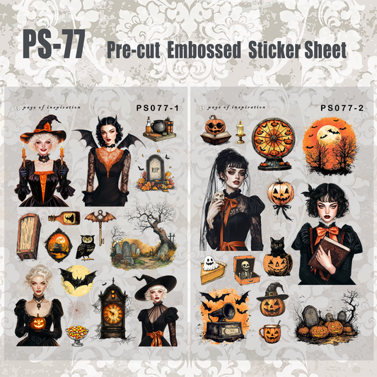 #PS-77 Pre-cut Embossed PET Sticker Sheet