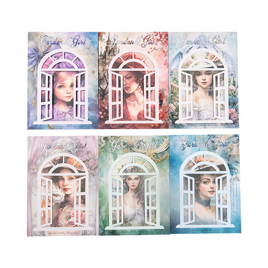 #02400 Girl Portrait in Garden Series Sticker