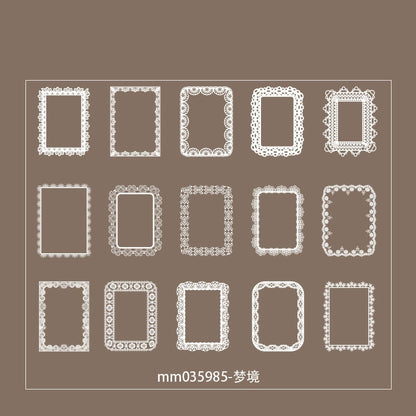 #02815 White Lace Frame Series Sticker