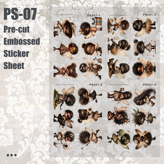#PS-07 Pre-cut Embossed PET Sticker Sheet