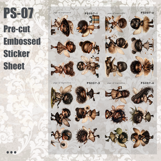 #PS-07 Pre-cut Embossed PET Sticker Sheet