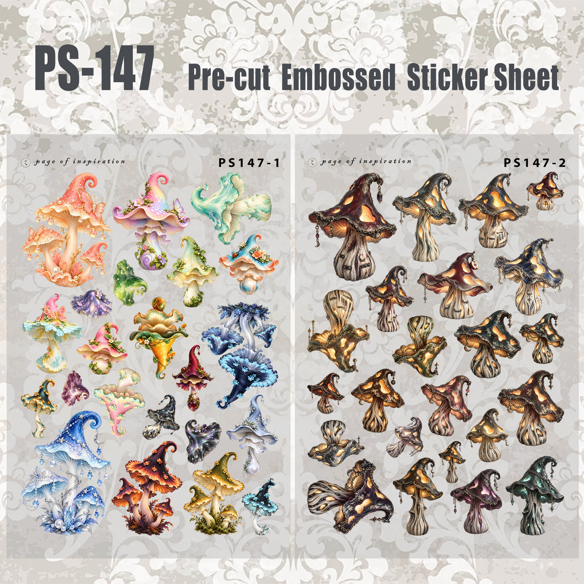 #PS-147 Pre-cut Embossed PET Sticker Sheet