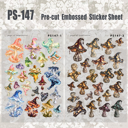 #PS-147 Pre-cut Embossed PET Sticker Sheet