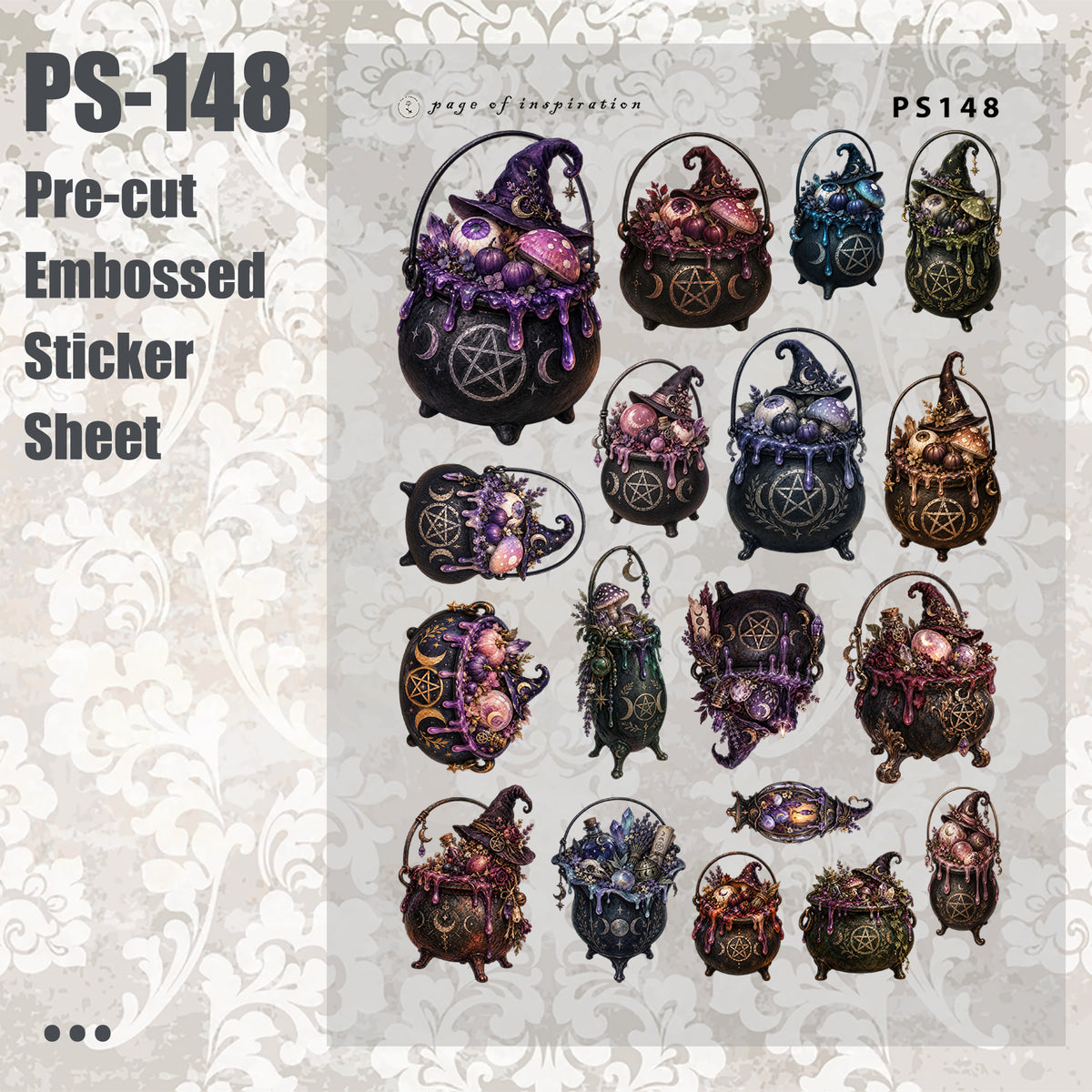 #PS-148 Pre-cut Embossed PET Sticker Sheet
