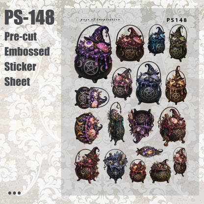#PS-148 Pre-cut Embossed PET Sticker Sheet