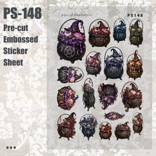#PS-148 Pre-cut Embossed PET Sticker Sheet
