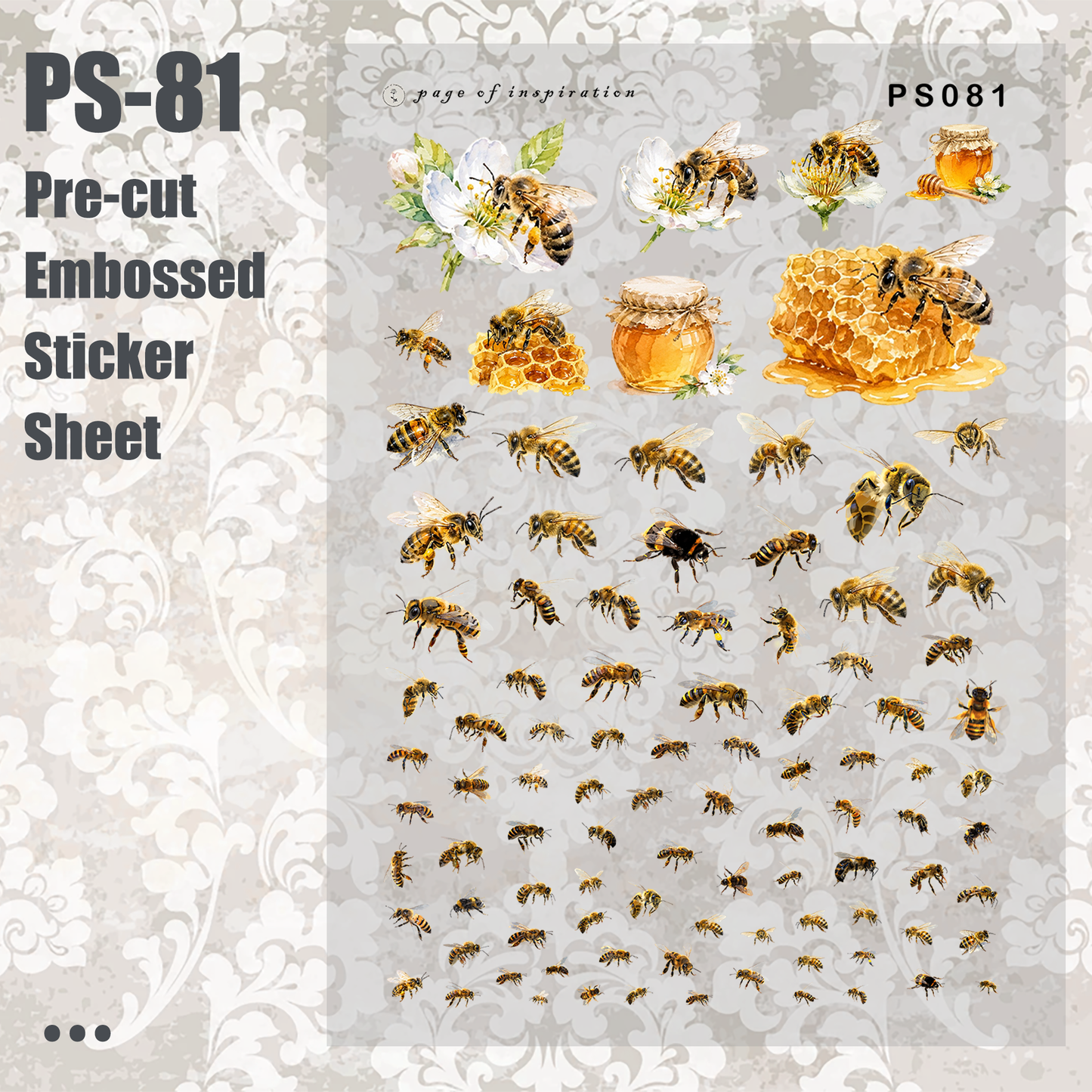 #PS-81 Pre-cut Embossed PET Sticker Sheet