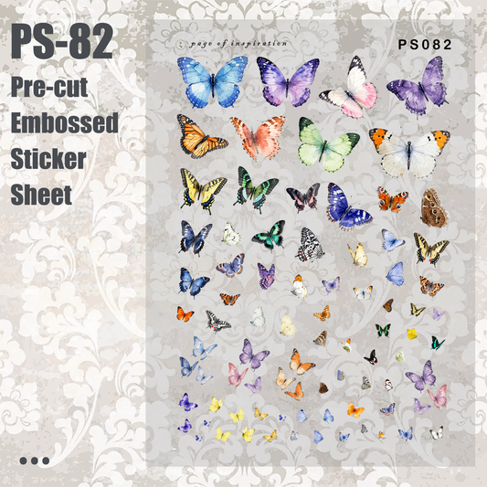 #PS-82 Pre-cut Embossed PET Sticker Sheet