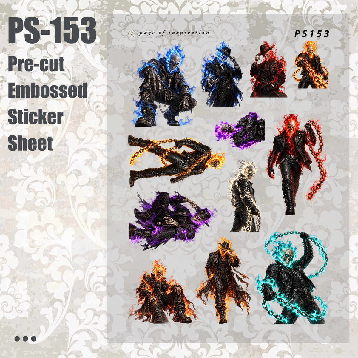 #PS-153 Pre-cut Embossed PET Sticker Sheet