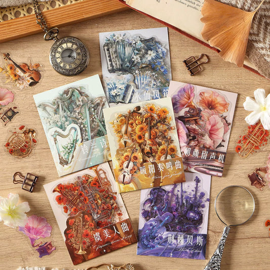 #02843 Flower Music Instrument Series Sticker