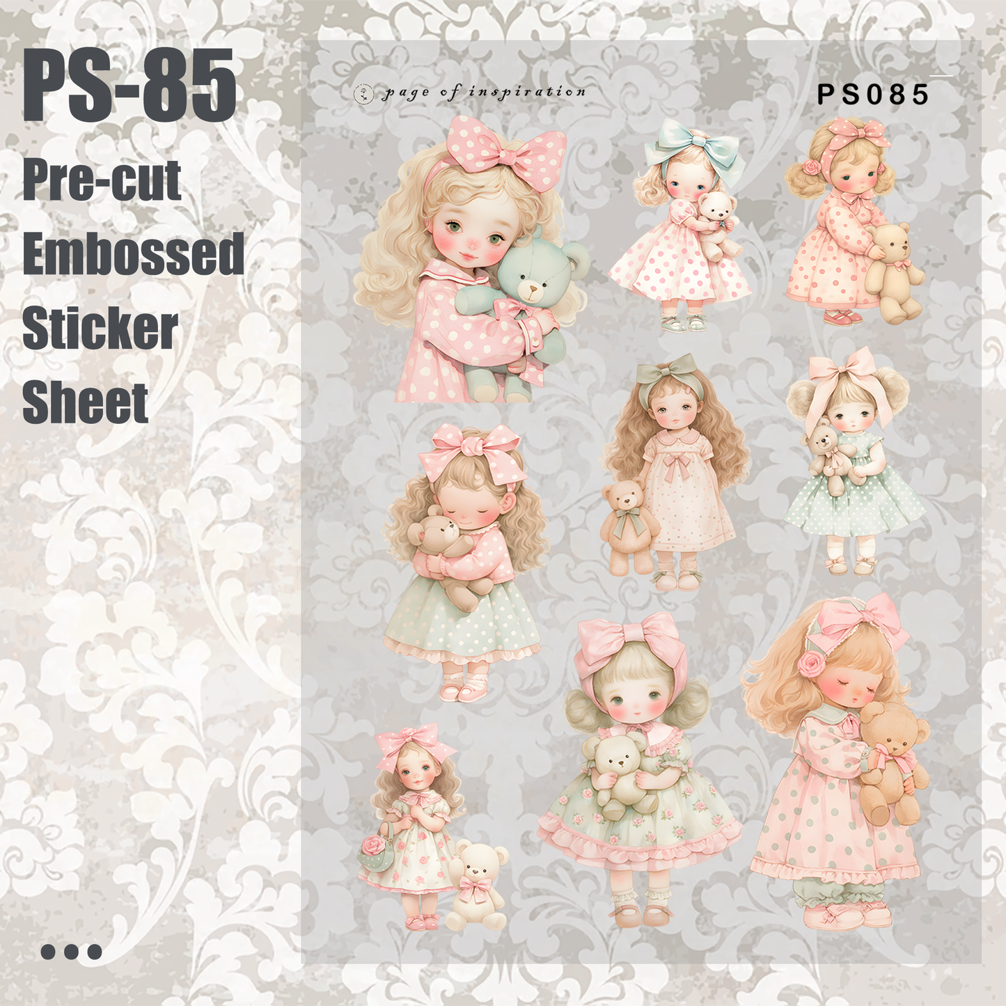 #PS-85 Pre-cut Embossed PET Sticker Sheet