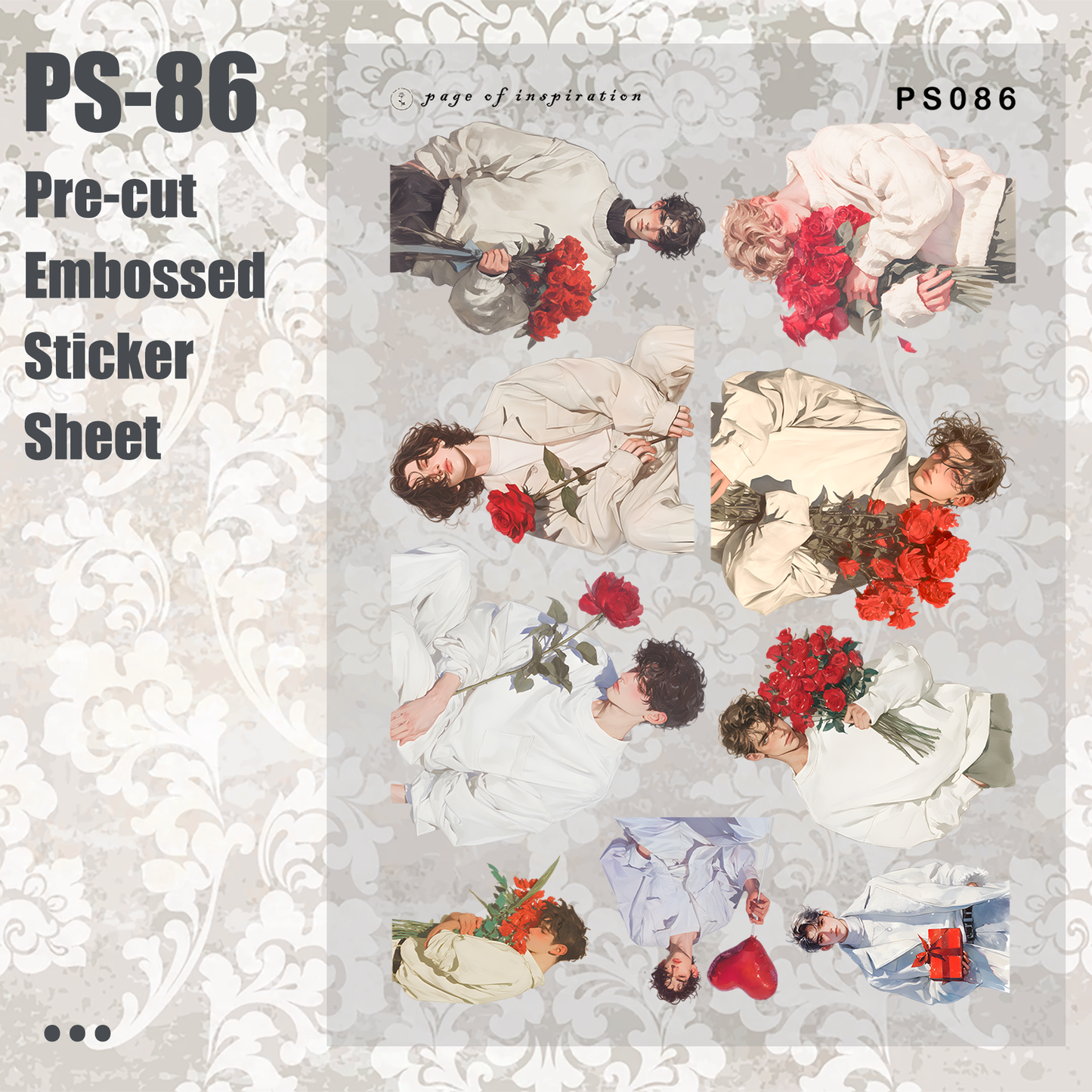 #PS-86 Pre-cut Embossed PET Sticker Sheet