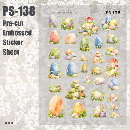 #PS-138 Pre-cut Embossed PET Sticker Sheet
