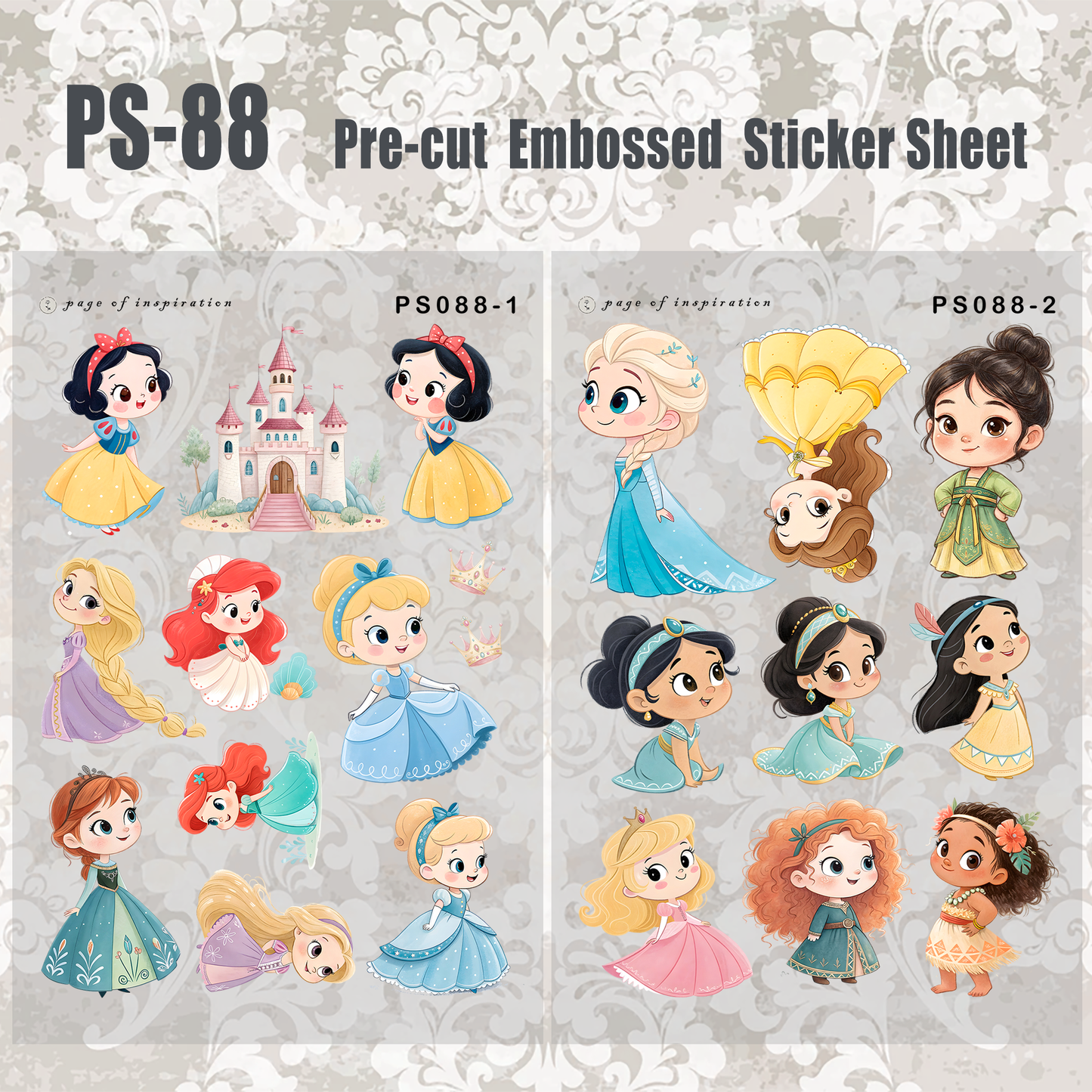 #PS-88 Pre-cut Embossed PET Sticker Sheet