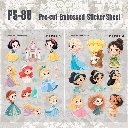 #PS-88 Pre-cut Embossed PET Sticker Sheet
