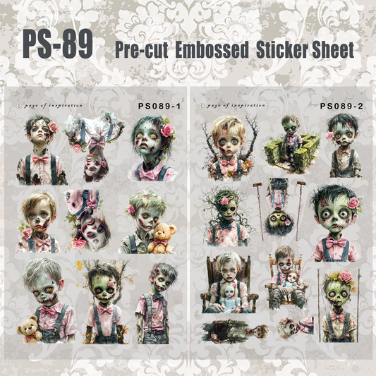 #PS-89 Pre-cut Embossed PET Sticker Sheet
