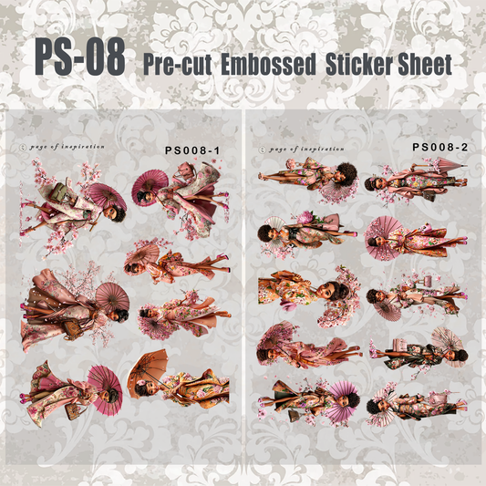 #PS-08 Pre-cut Embossed PET Sticker Sheet