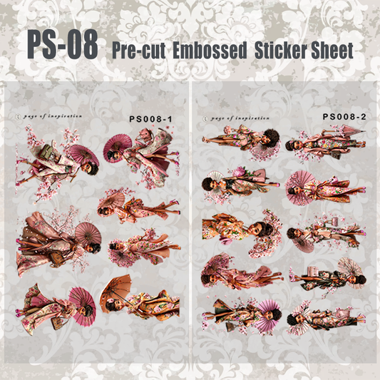 #PS-08 Pre-cut Embossed PET Sticker Sheet