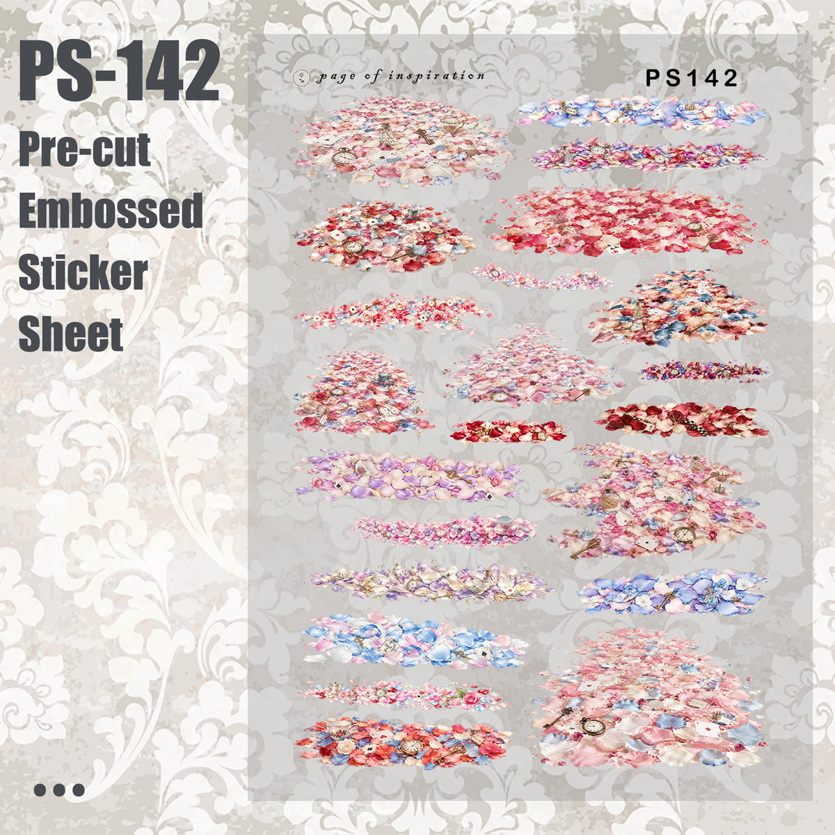 #PS-142 Pre-cut Embossed PET Sticker Sheet