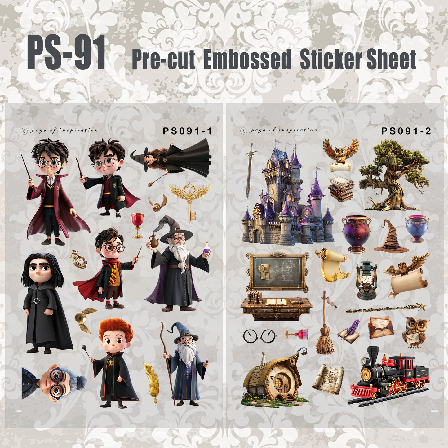 #PS-91 Pre-cut Embossed PET Sticker Sheet
