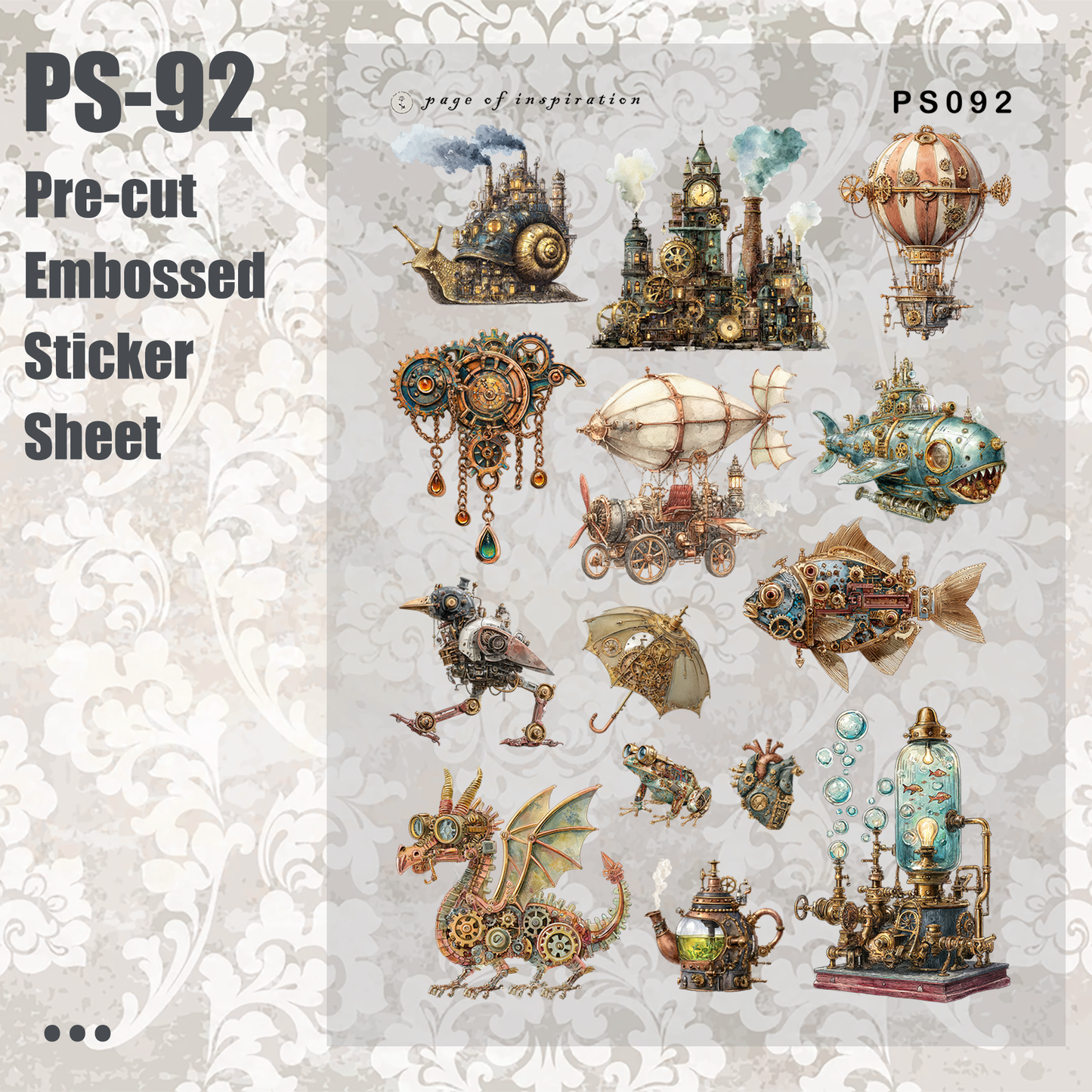 #PS-92 Pre-cut Embossed PET Sticker Sheet