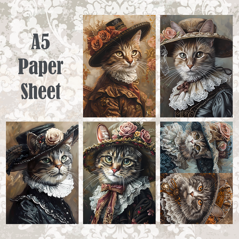 #5A92 POI Print A5 Cardstock Paper Set 10 Pcs Cat