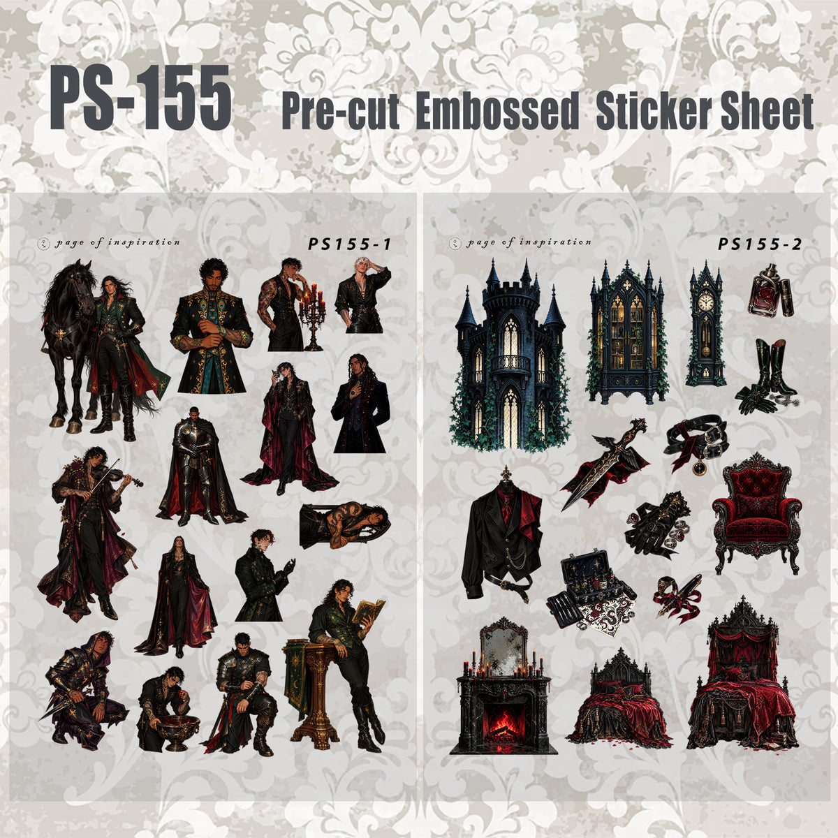 #PS-155 Pre-cut Embossed PET Sticker Sheet