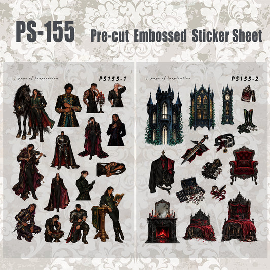 #PS-155 Pre-cut Embossed PET Sticker Sheet