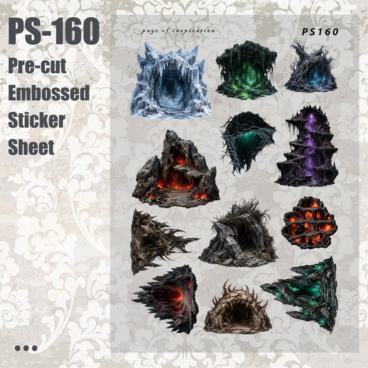 #PS-160 Pre-cut Embossed PET Sticker Sheet