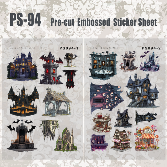 #PS-94 Pre-cut Embossed PET Sticker Sheet