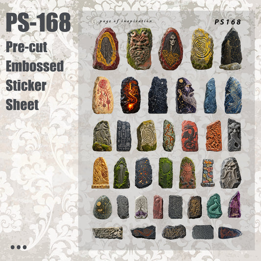 #PS-168 Pre-cut Embossed PET Sticker Sheet