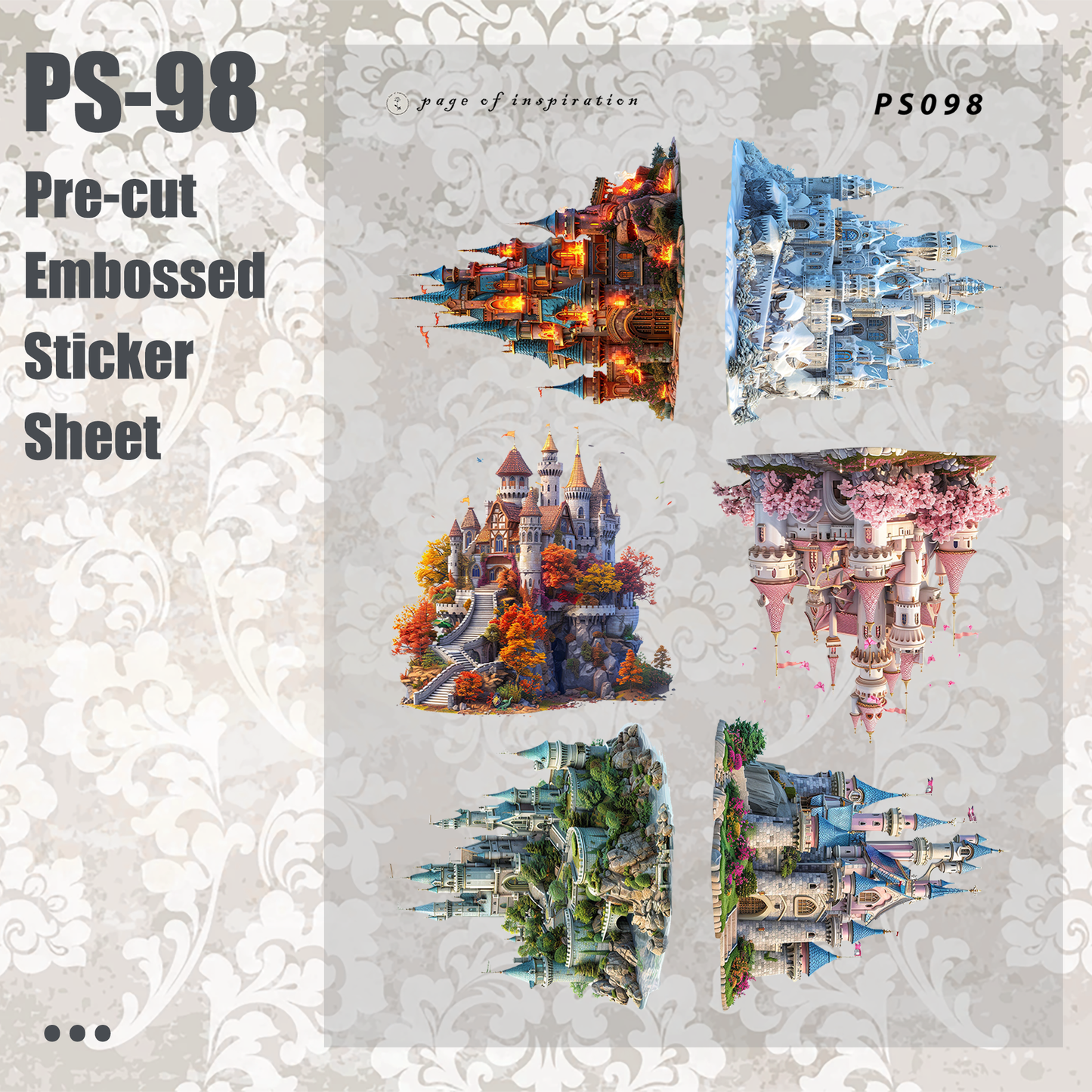 #PS-98 Pre-cut Embossed PET Sticker Sheet