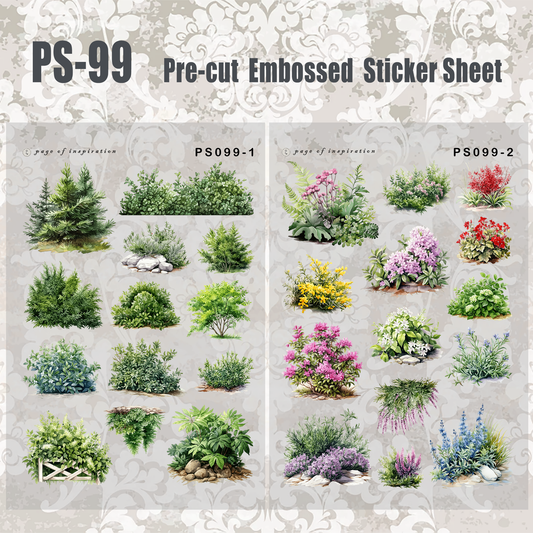 #PS-99 Pre-cut Embossed PET Sticker Sheet