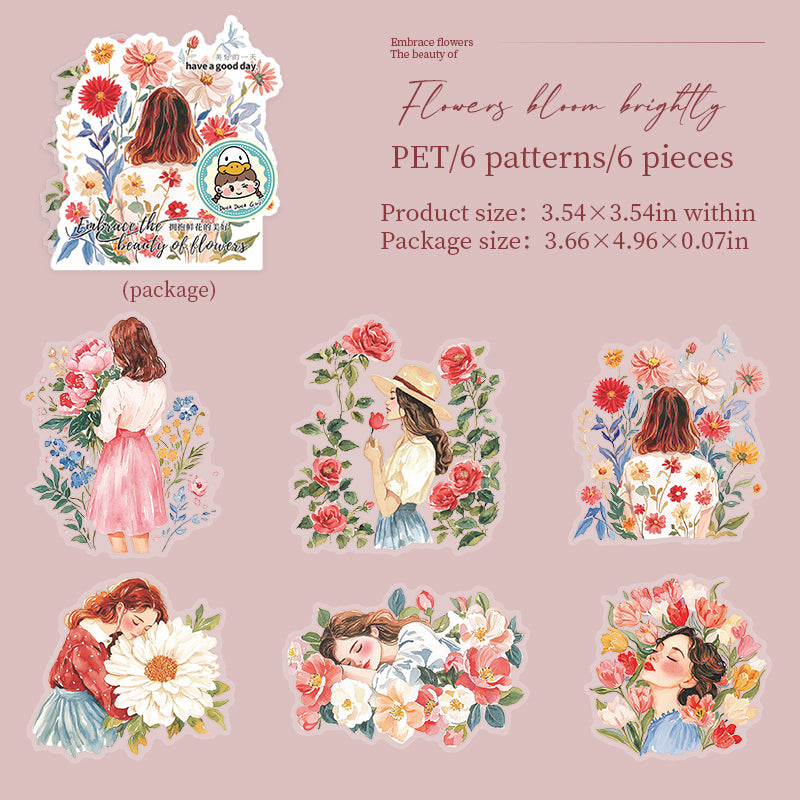 #02501 Girl with Flower Series Sticker