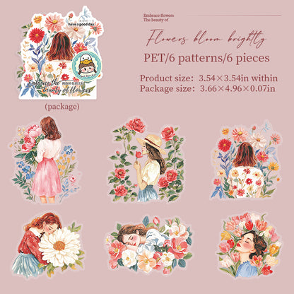 #02501 Girl with Flower Series Sticker