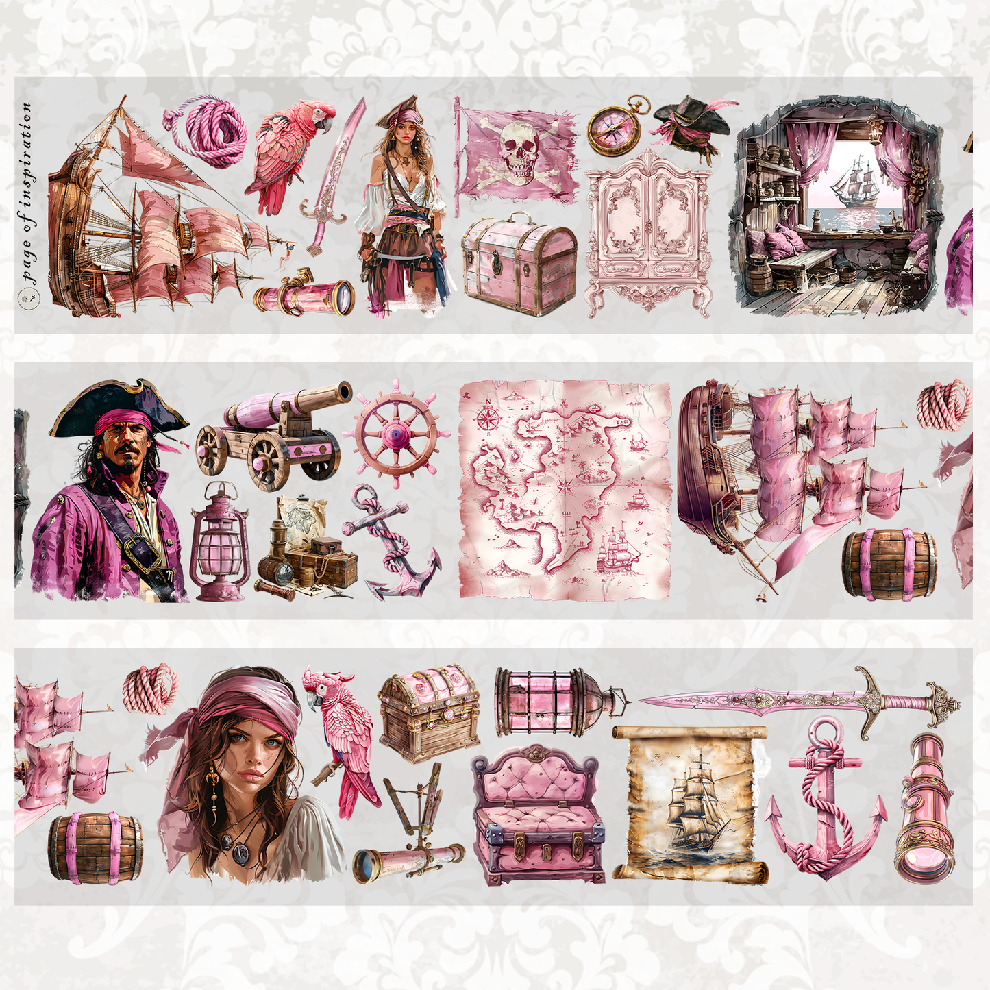 #M53 Customized PET Tape Pink Pirate