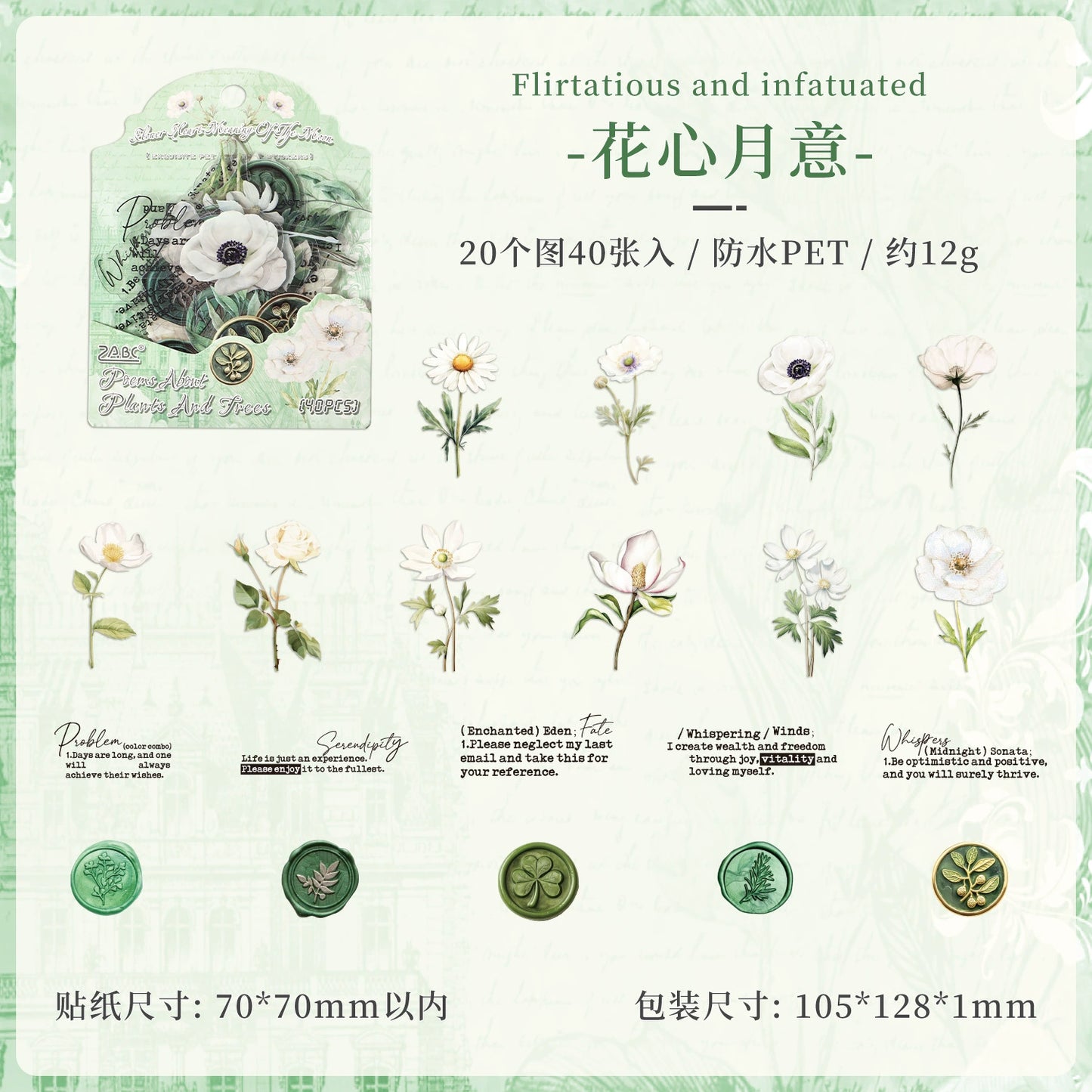 B3#20571 Clear Joyful Flower Series Sticker