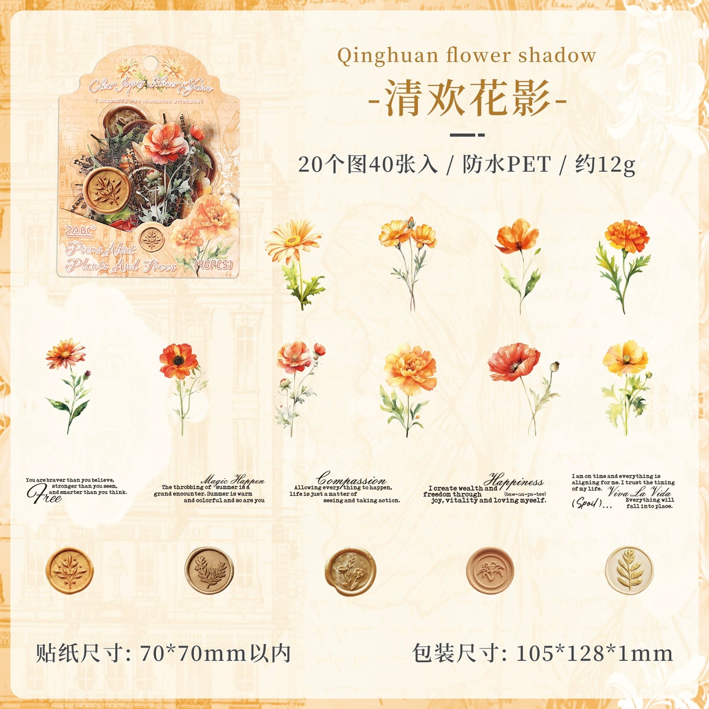 B3#20571 Clear Joyful Flower Series Sticker